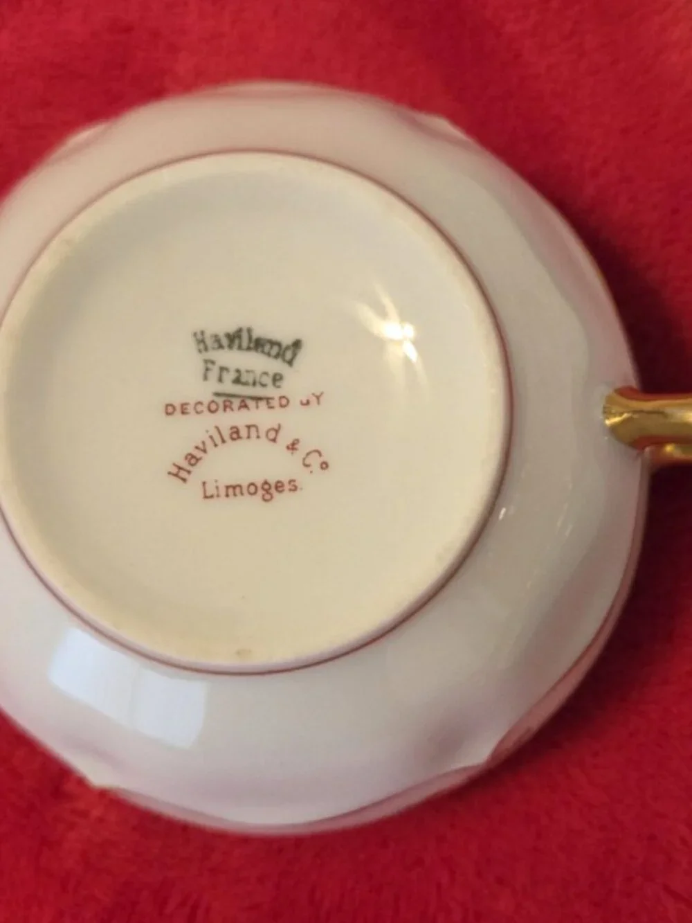 Haviland Limoges France Symphony Set of 5 Cup & Saucer Floral Garland Gold Trim